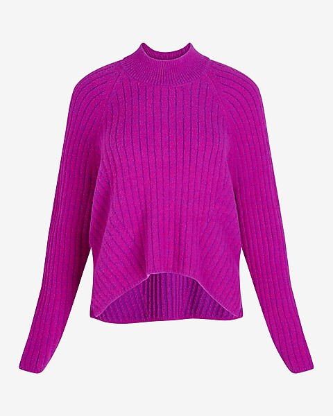 Ribbed Mock Neck Long Sleeve Sweater | Express