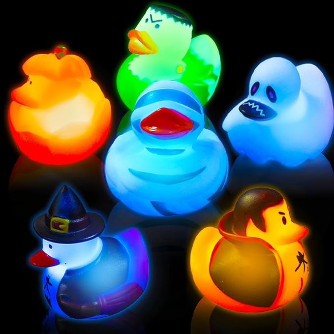 kockuu Halloween Rubber Ducks Party Favors - 6 Pack Light up Duck Bath Toys Monster Duck Ghost Du... | Amazon (US)