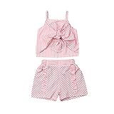 Toddler Baby Girl Ruffle T-Shirt Crop Tops High Waist Bowknot Shorts Pants Kids Summer Sleeveless St | Amazon (US)