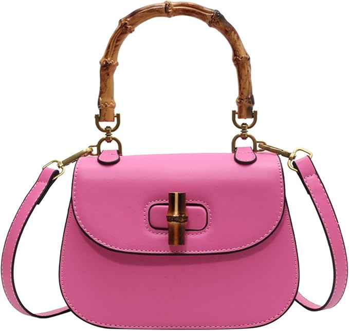 Women's Leather Tote Handbags,Bamboo Shaped Top Handle Satchel Crossbody Bag Vintage Shoulder Bag | Amazon (US)