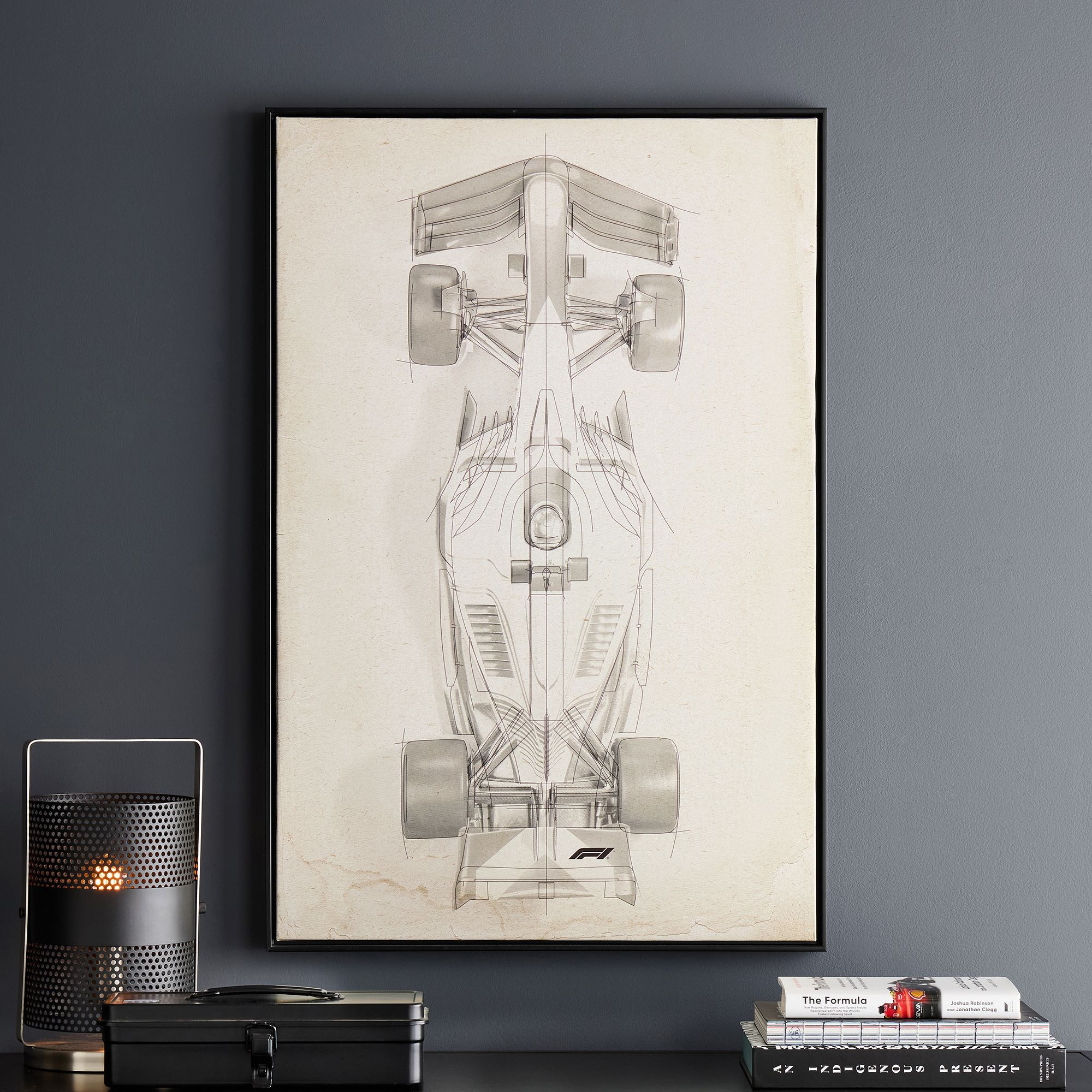 Formula 1<sup>®</sup> Car Black & White Framed Sketch Art | Pottery Barn Teen