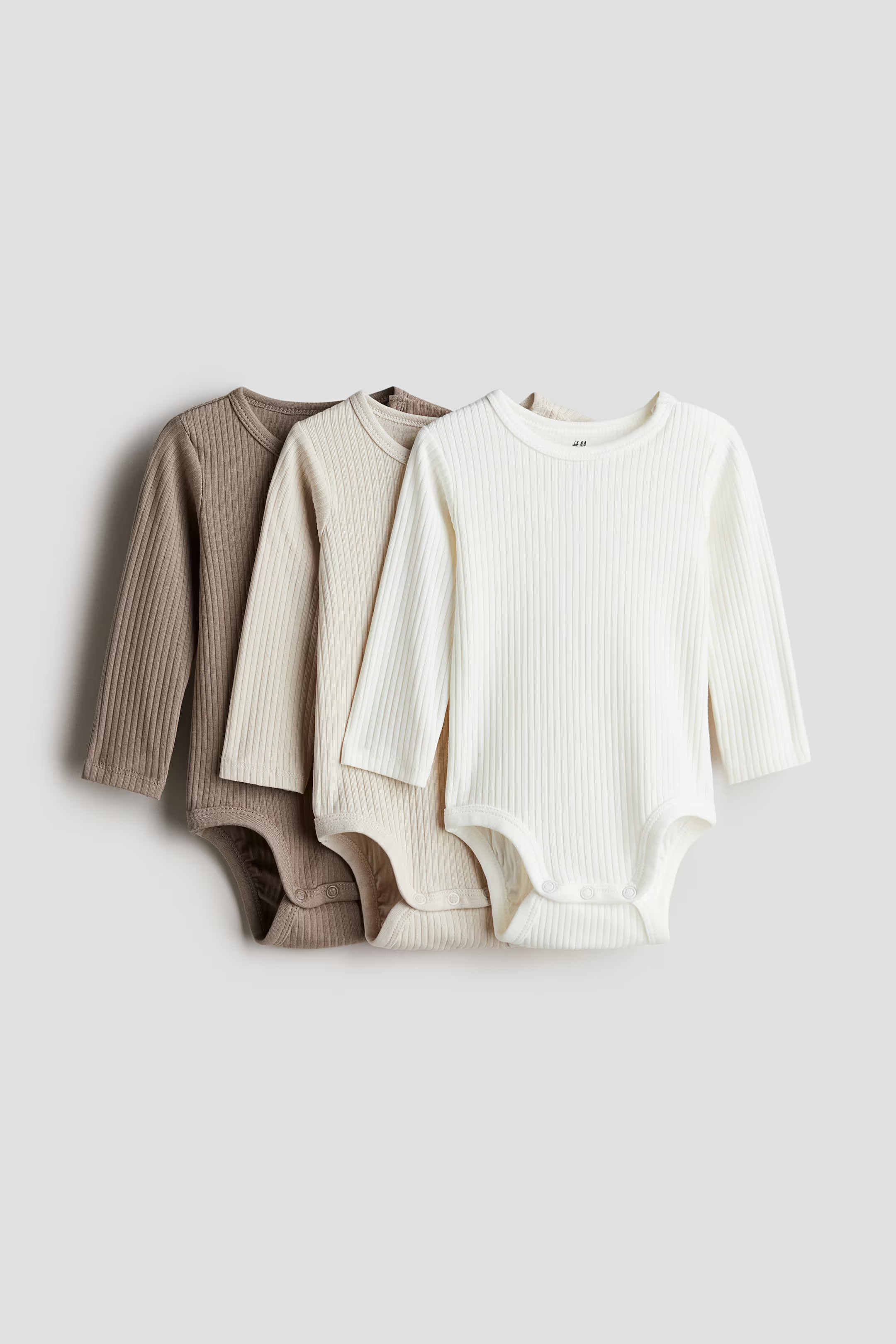 3-pack Ribbed Bodysuits - Taupe/light beige - Kids | H&M US | H&M (US + CA)