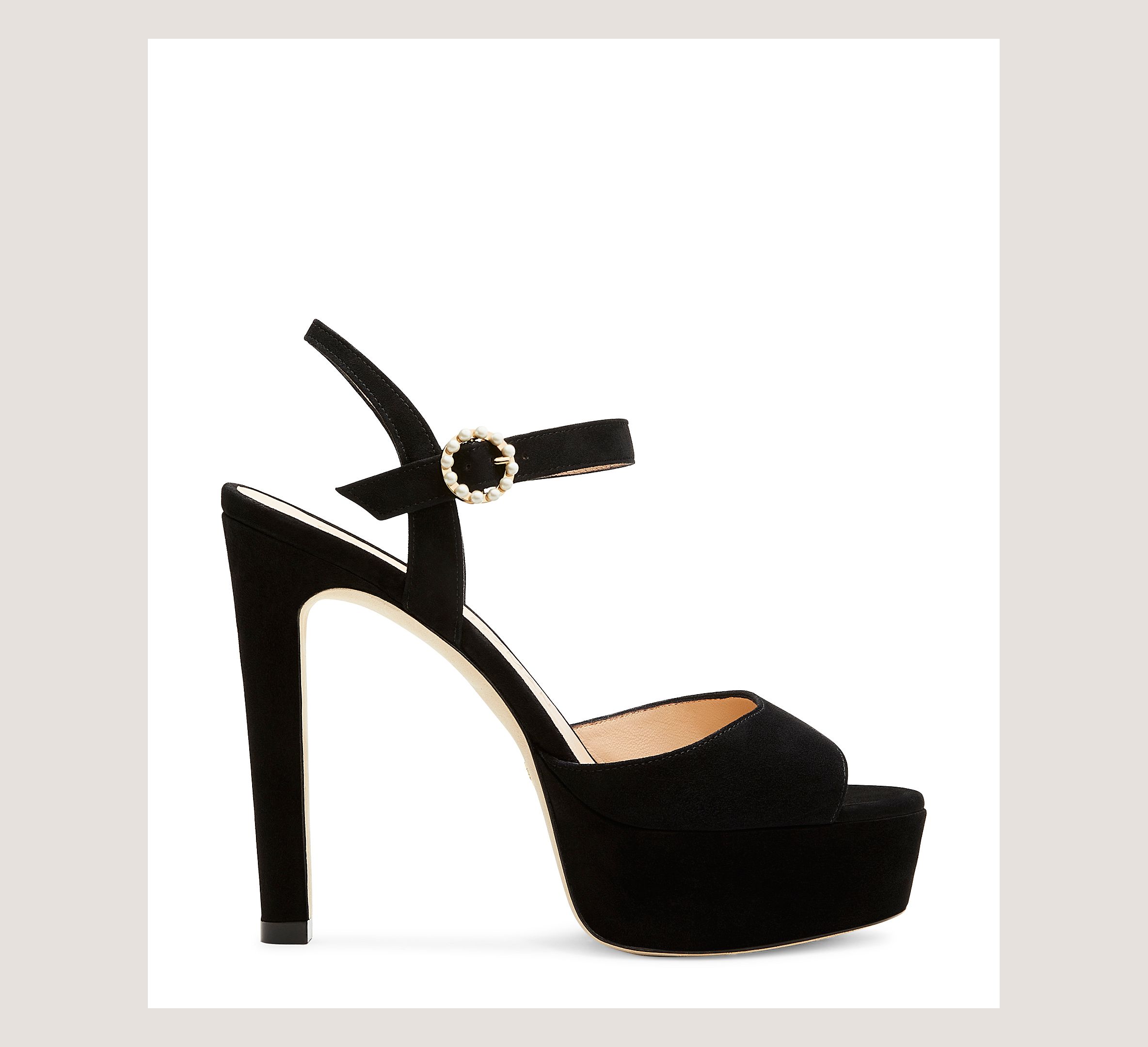 Stuart Weitzman Piper 130 Platform Sandal High Heel Sandals, Black Suede, Size: 9.5 Medium | Stuart Weitzman (US)