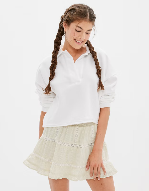 AE Cropped Polo Sweatshirt | American Eagle Outfitters (US & CA)