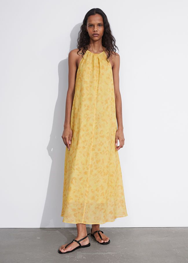 Sleeveless Halterneck Midi Dress - Yellow Florals - & Other Stories GB | & Other Stories (EU + UK)