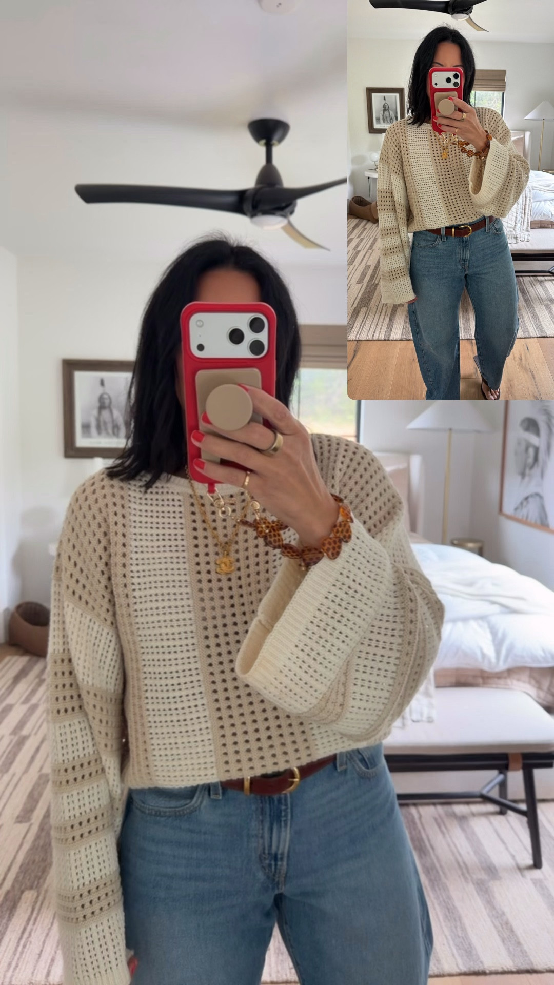 I did a size large in this sweater for more oversized fit. Jeans size 29 (I’m a curvy size 8), belt size medium. 

#LTKOver40 #LTKootd #LTKMidsize