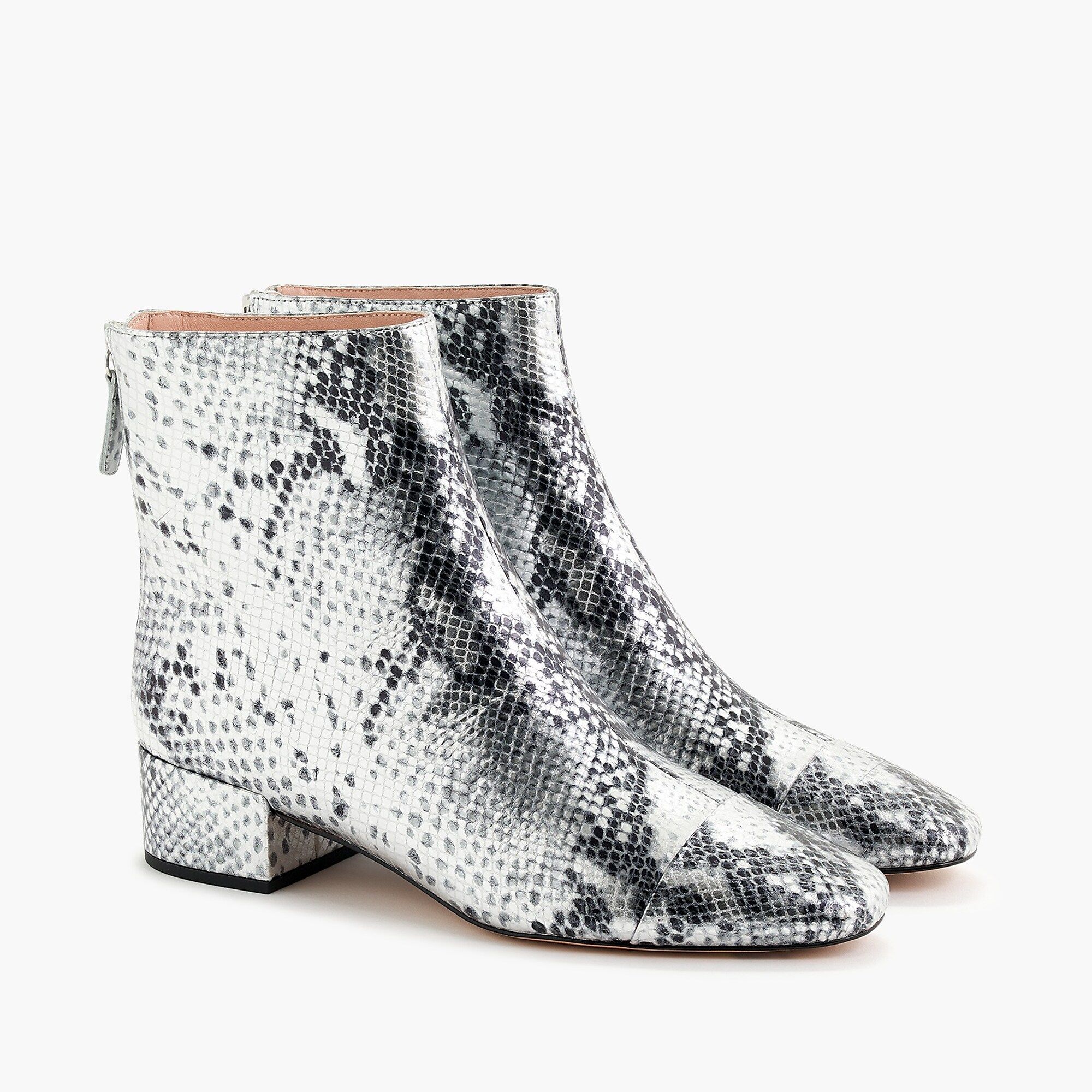 Roxie cap-toe ankle boots in metallic snake-embossed leather | J.Crew US