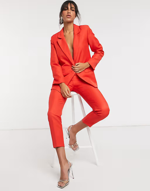 ASOS DESIGN shrunken dad suit blazer in red | ASOS (Global)