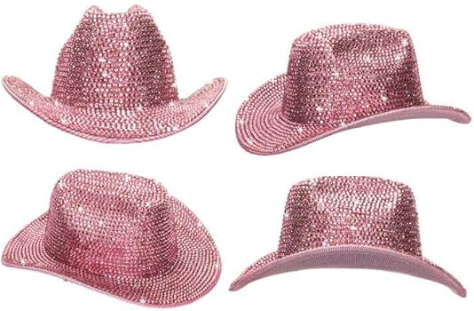 Silver Rhinestone Western Cowboy Hat for Womens - Glitter Cowgirl Hat for Disco Parties and Costu... | Amazon (US)