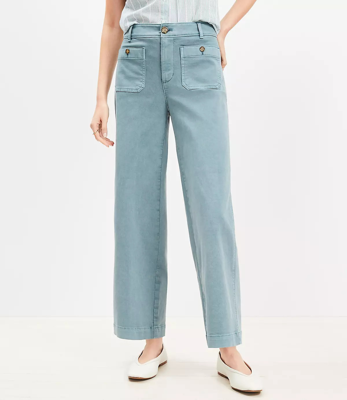 Petite Palmer Wide Leg Crop Pants in Twill | LOFT