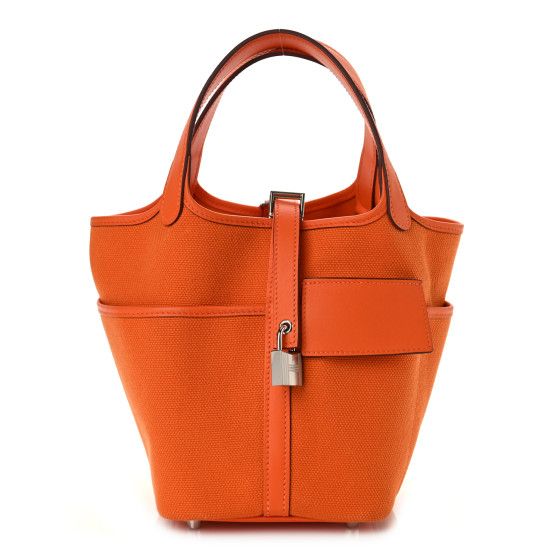 Hermes Toile Goeland Swift Cargo Picotin Lock 18 Orange | FASHIONPHILE (US)