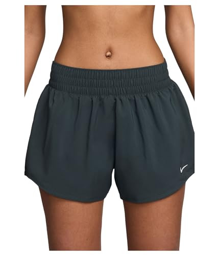 Nike, Womens, One Dri-FIT Mid-Rise 3" Brief-Lined Shorts, Seaweed/Reflective Silver, Size: Small, Inseam: 3 | Amazon (US)