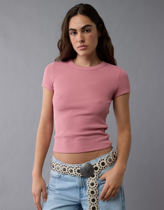 AE Waffle Hey Baby Tee | American Eagle Outfitters (US & CA)