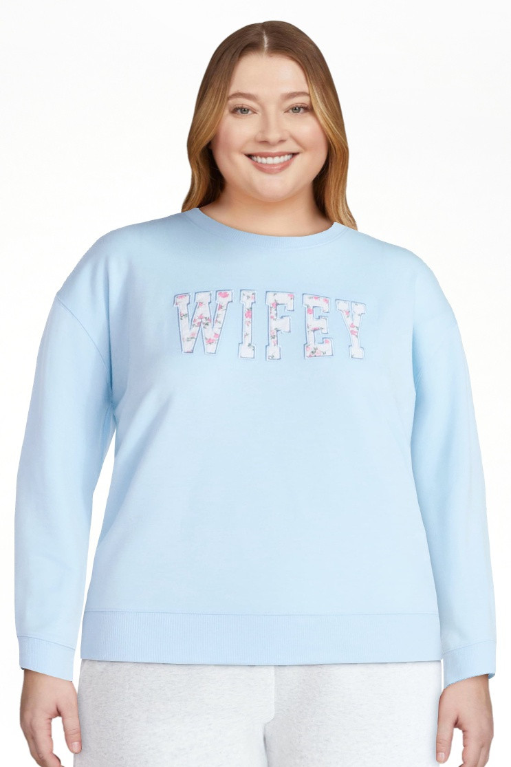 Joyspun Women's French Terry Knit Bridal Long Sleeve Sleep Top, Sizes XS to 3X | Walmart (US)