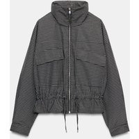 Zara - Quilted Check Stand-Up Collar Jacket - Black / White - S - Woman | Zara US