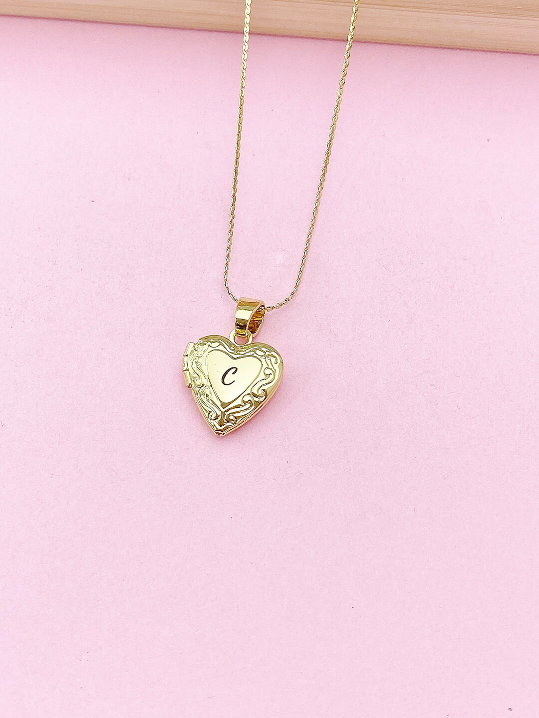 Gold TINY Heart Locket Necklace, Personalized Customized Monogram Made to Order Jewelry, D392G | Etsy (US)