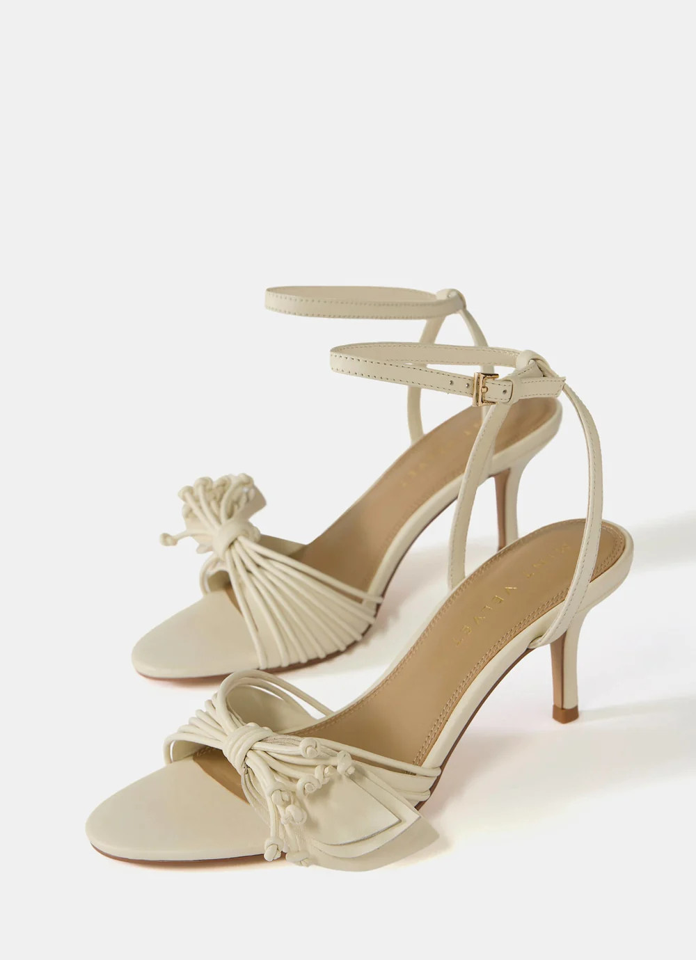 Rae Cream Leather Tassel Heeled Sandals | Mint Velvet