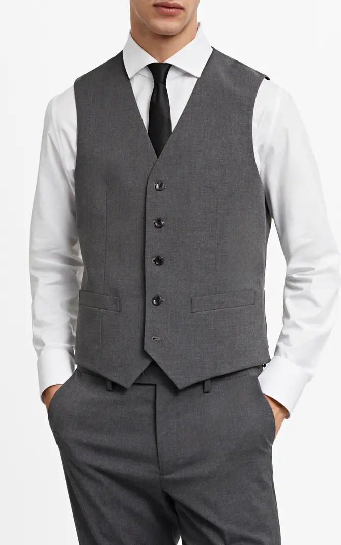 Slim Fit Heathered Grey Stretch Vest | Nordstrom