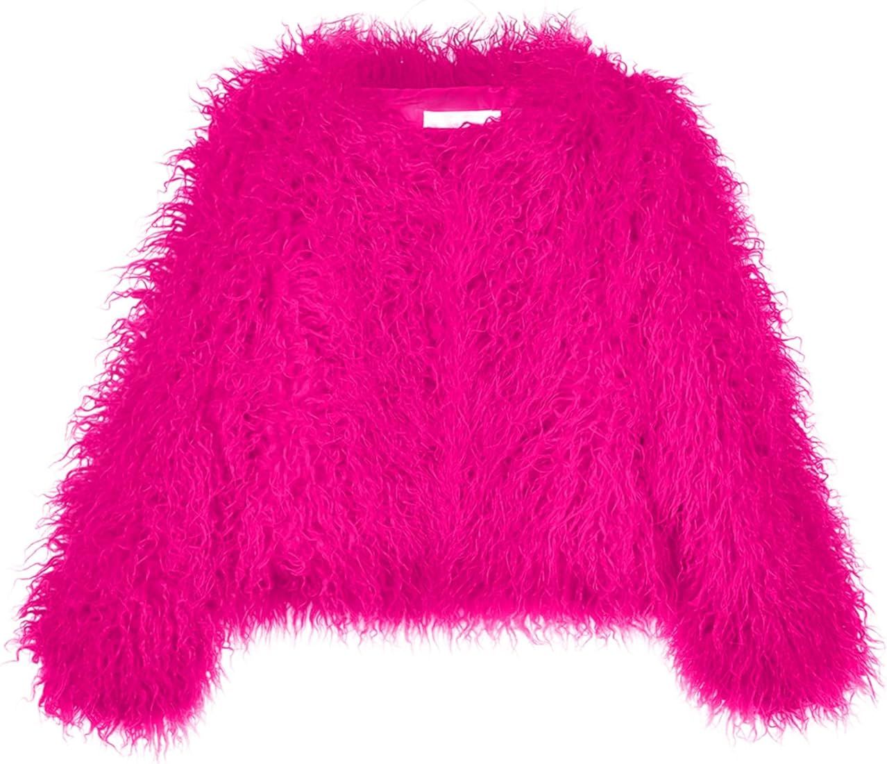 YUAKOU Women's Shaggy Faux Fur Outwear Coat Jacket Long Sleeve Warm Winter | Amazon (US)