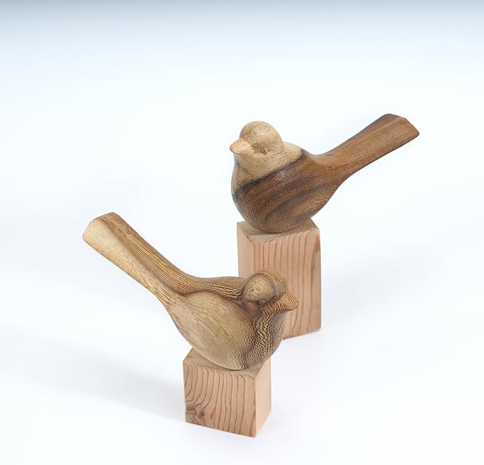 Handicraftviet Small Wooden Bird Statues Home Décor Bird Decorative Sculpture for Living Room, B... | Amazon (US)