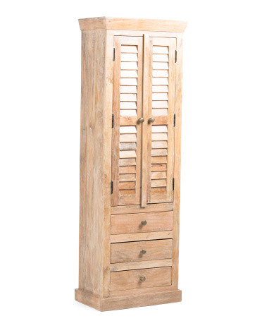 24x15x71 Seabreeze Solid Wood Louvered Doors Cabinet | TJ Maxx