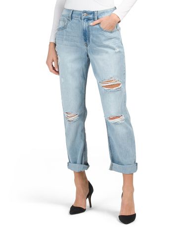 Juniors Destructed Dad Jeans | Marshalls