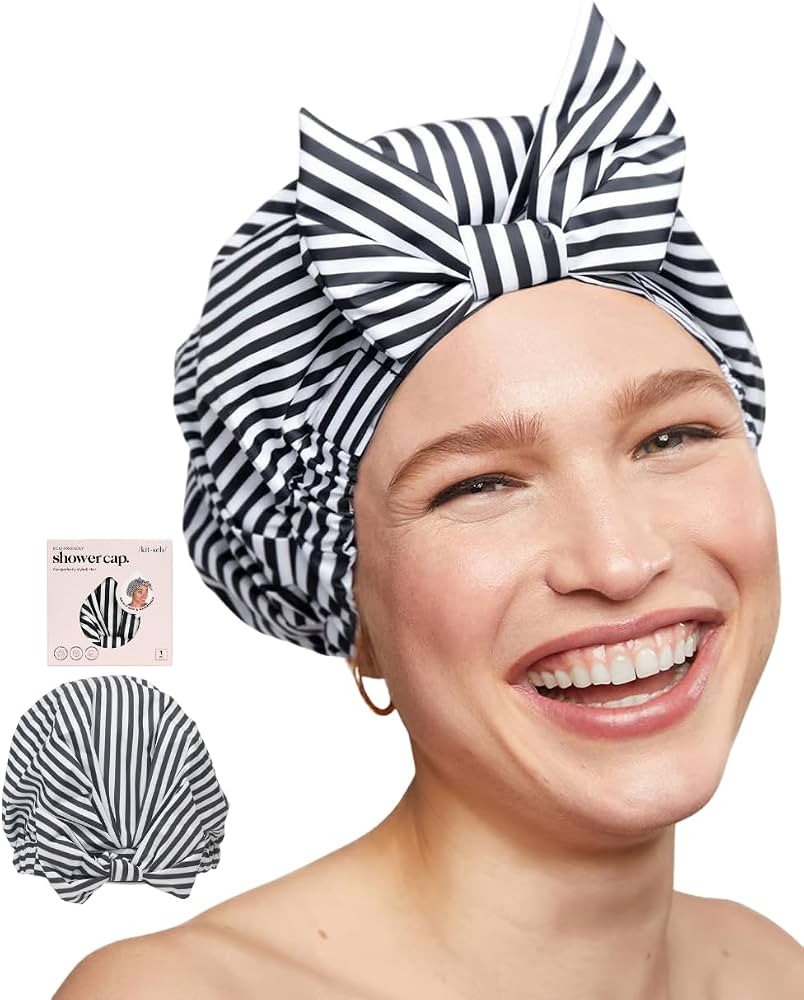 Kitsch Luxury Shower Cap for Women Waterproof - Reusable Shower Cap | Hair Cap for Shower | Holid... | Amazon (US)