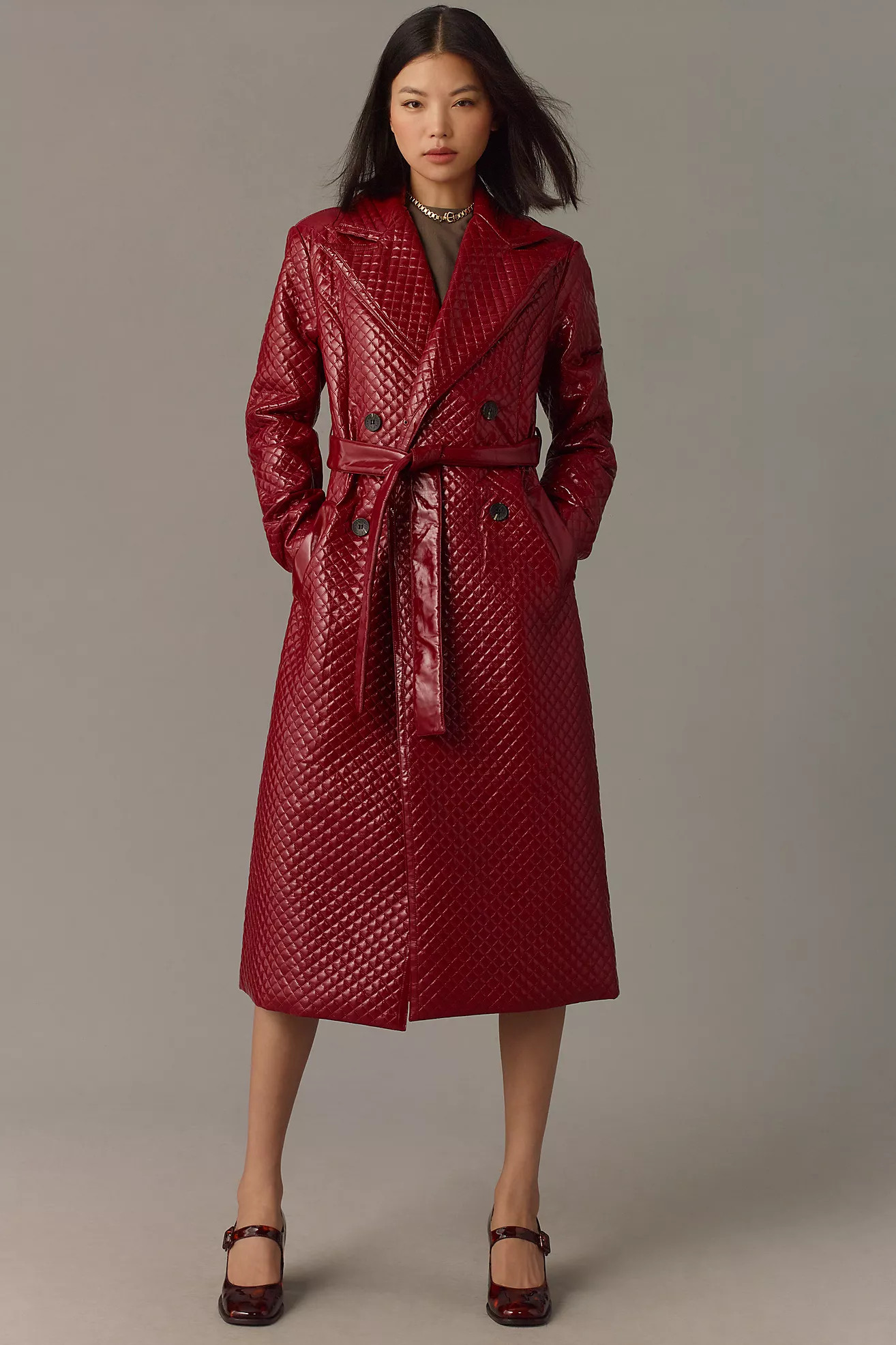 Avec Les Filles Quilted Faux-Ever Leather Belted Trench Coat | Anthropologie (US)
