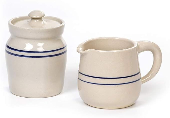 Heritage Blue Stripe Stoneware Sugar & Creamer Set | Amazon (US)