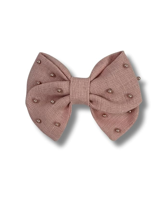 Linen Pearl Hair Bow (Rose Gold, Small) | Amazon (US)