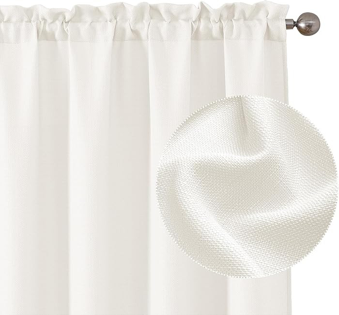 Chyhomenyc Light Filtering Curtains 84 Inch Length 2 Panels, Faux Linen Textured Soft Airy Privac... | Amazon (US)