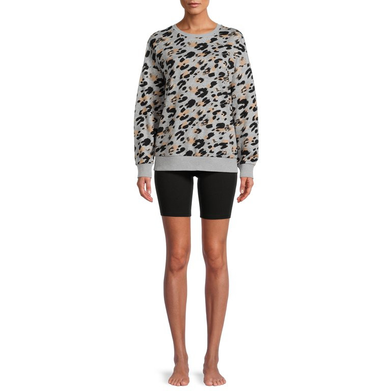 Secret Treasures Women's and Womens Plus Long Sleeve Top & Bike Shorts Lounge Set, 2 Piece | Walmart (US)