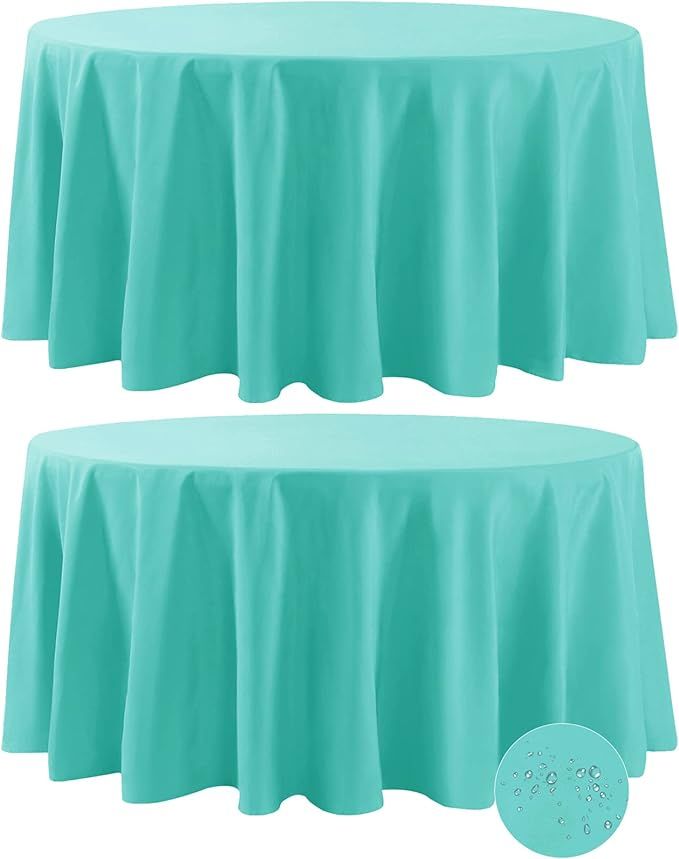 Fokitut 2 Pack Waterproof Round Tablecloth, 120 Inch, Stain Resistant and Wrinkle Polyester Table... | Amazon (US)