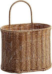 VOSAREA Woven Storage Basket Wall Hanging: Handmade Wicker Wall Basket Plant Holder Shelf Basket ... | Amazon (US)