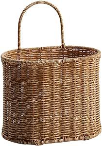 VOSAREA Woven Storage Basket Wall Hanging: Handmade Wicker Wall Basket Plant Holder Shelf Basket ... | Amazon (US)