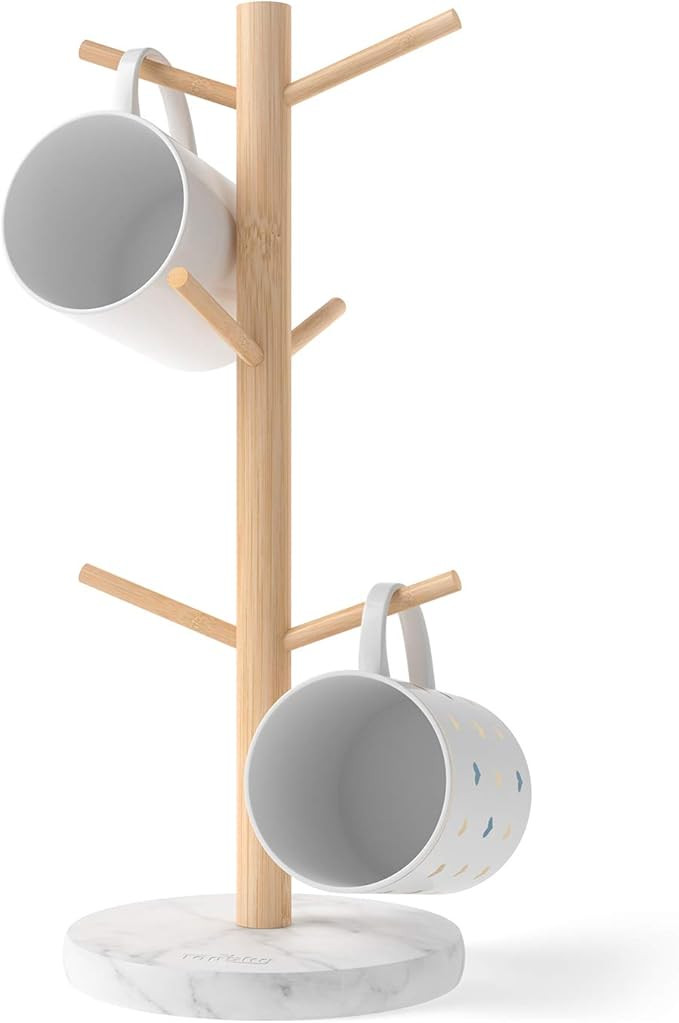 TOPSKY Resin Mug Holder Tree, Bamboo Mug Rack, Organizer for Kitchen,Standing Holder for Coffee C... | Amazon (US)