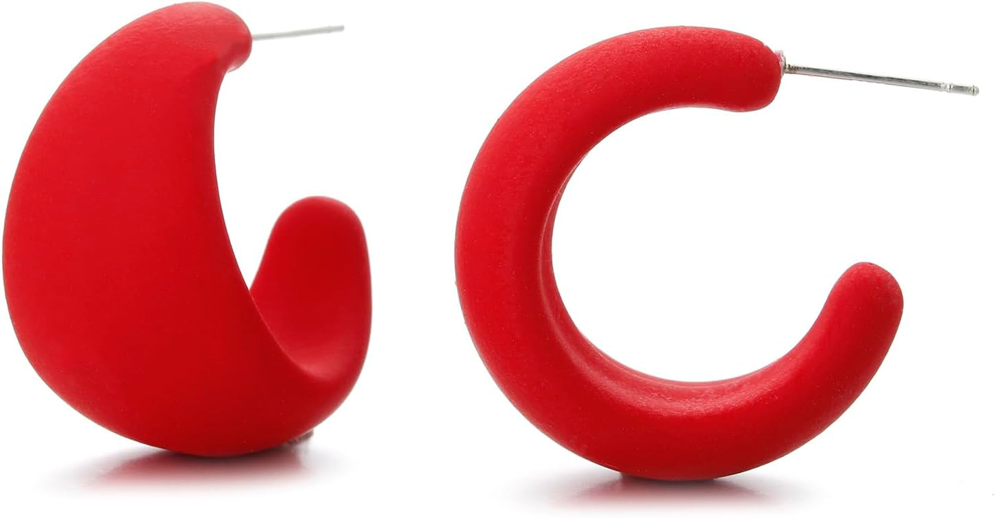 RUOFFETA Acrylic Small Round Hoop Earrings, Lightweight Open Hoops Candy Color Hoop Earrings for Women | Amazon (US)