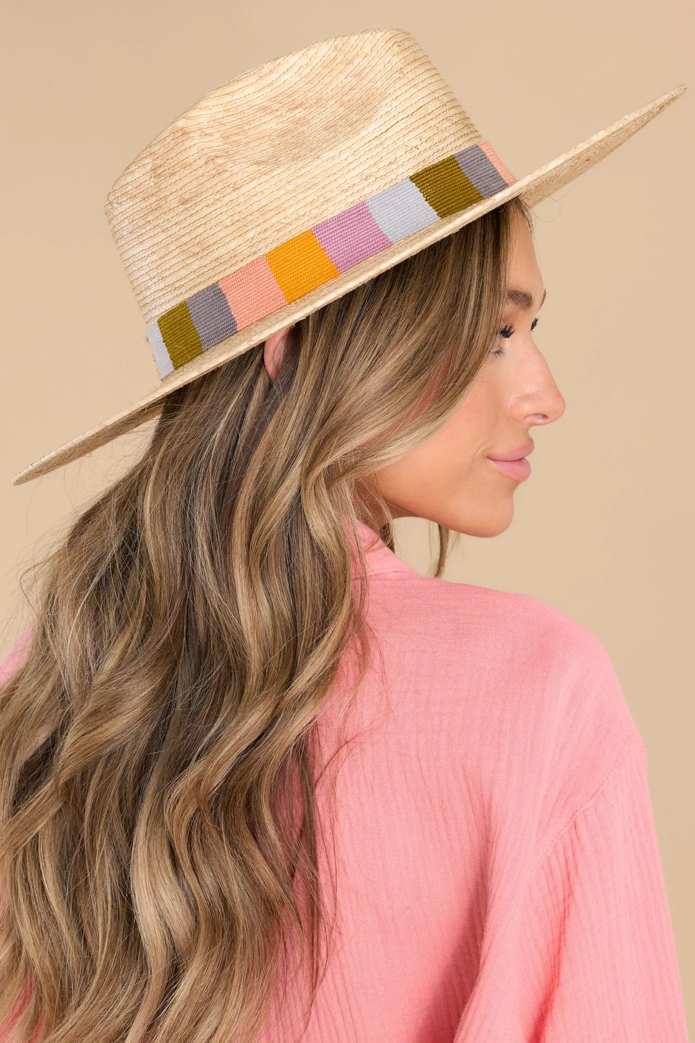 Pastel Palm Hat Natural | Red Dress 