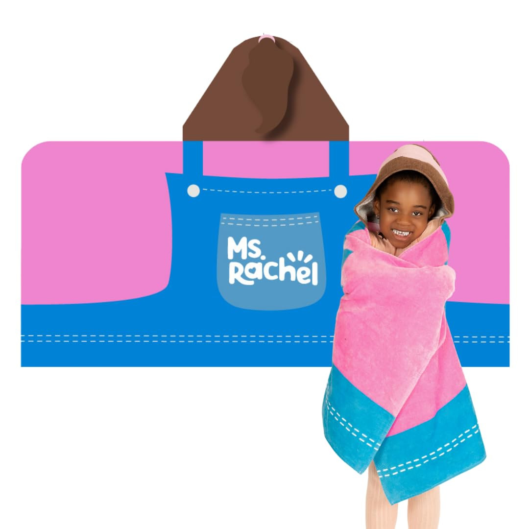 Ms. Rachel Kids Super Soft Bath/Pool/Beach Soft Cotton Terry Hooded Towel Wrap, 24 in x 50 in, (O... | Amazon (US)