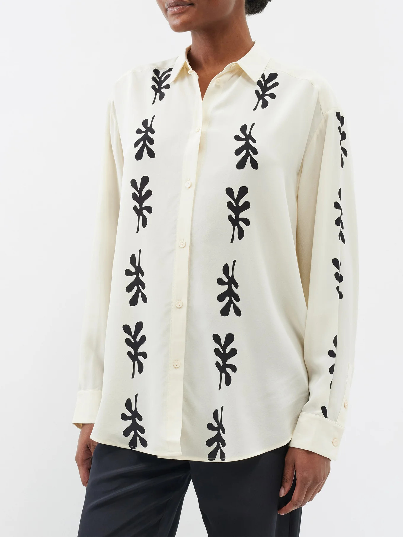 Leaf-print organic-silk crepe de chine shirt | Matches (UK)