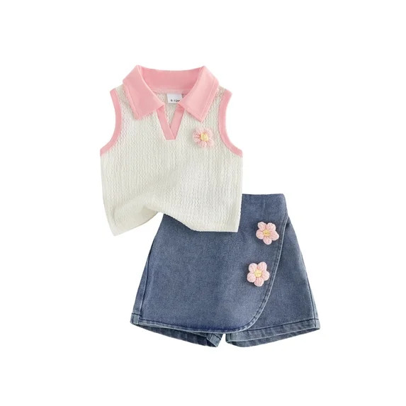 BemeyourBBs Toddler Baby Girl Summer Clothes Kids Baby Girl 2 Piece Cherry Denim Outfits Cherry D... | Walmart (US)