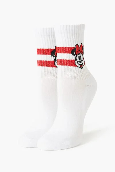 Striped Minnie Mouse Crew Socks | Forever 21 (US)