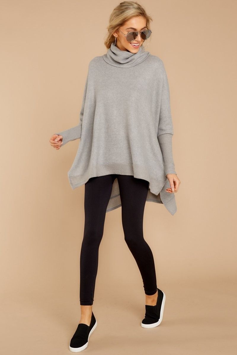 Last To Love Heather Grey Cowl Neck Sweater | Red Dress 