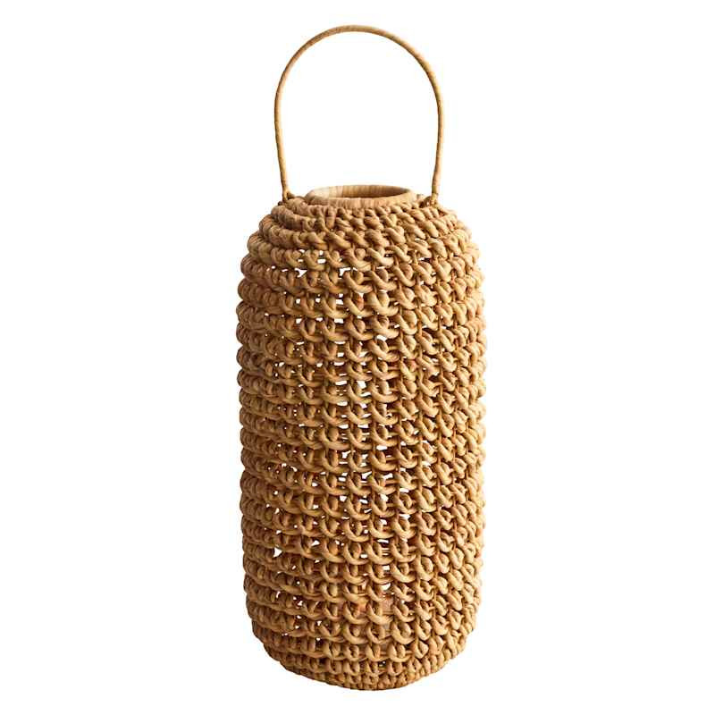 Knotted Water hyacinth Lantern with Glass Insert, 23" | At Home
