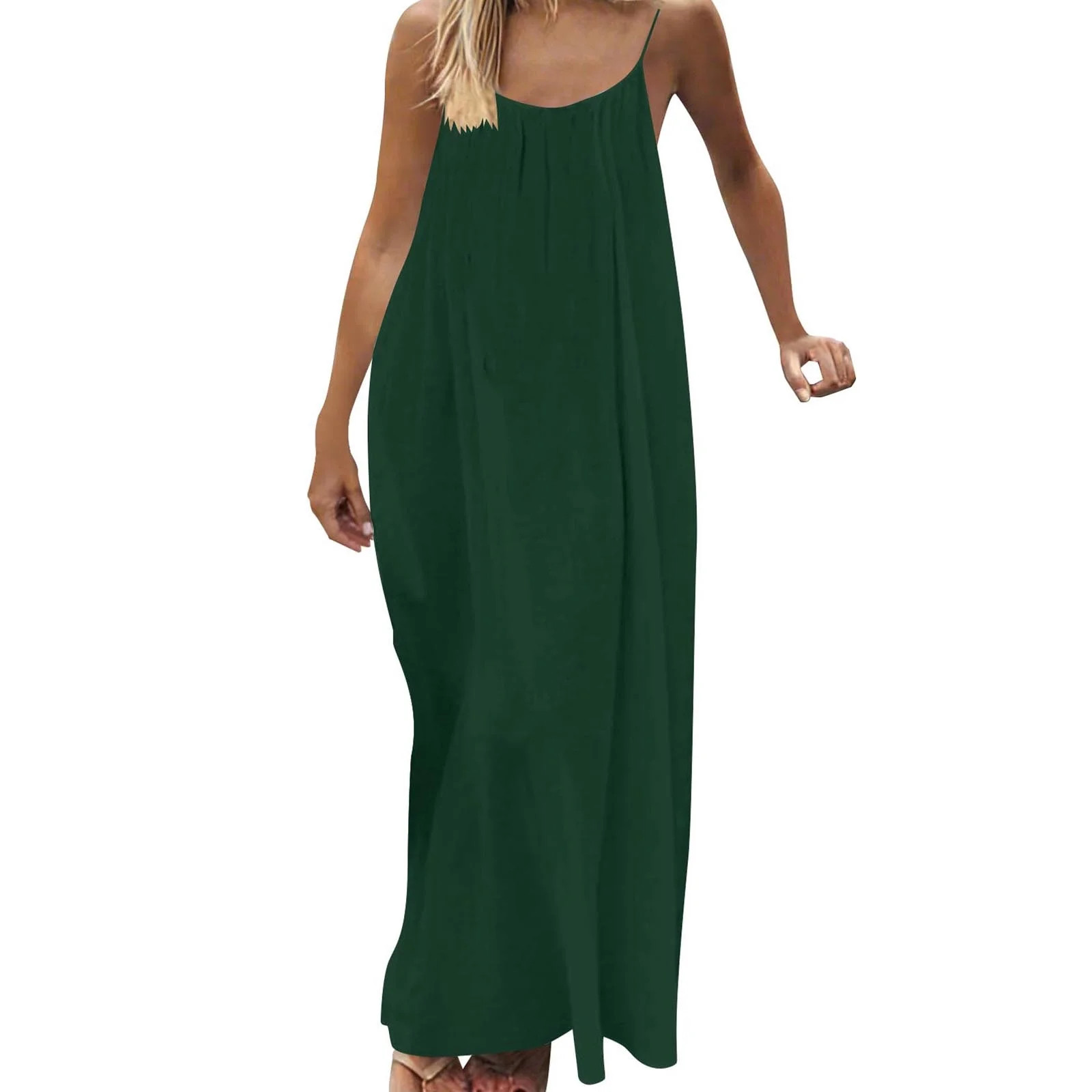 qucoqpe Women Summer Dresses 2026 Casual Sleeveless Backless Spaghetti Strap Flowy Beach Vacation... | Walmart (US)