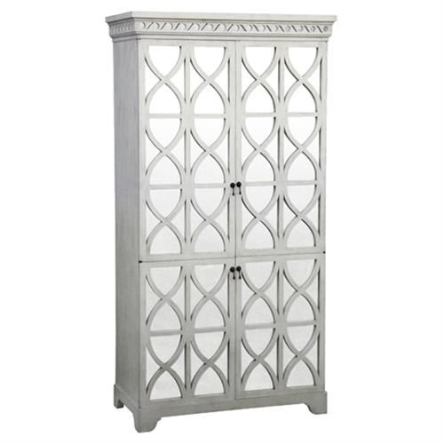 Oly Studio Elisabeth French Country Antiqued White Mirror Armoire | Kathy Kuo Home