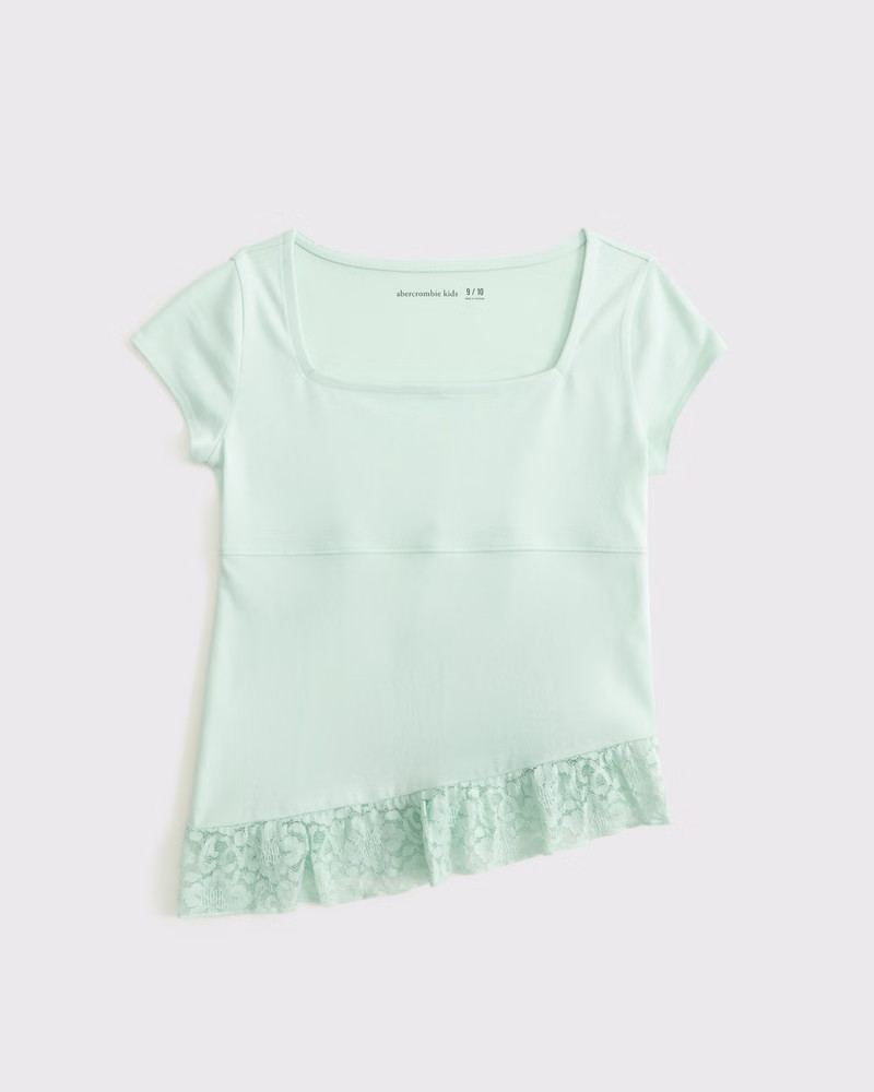 girls lace-trim babydoll tee | girls tops | Abercrombie.com | Abercrombie & Fitch (US)