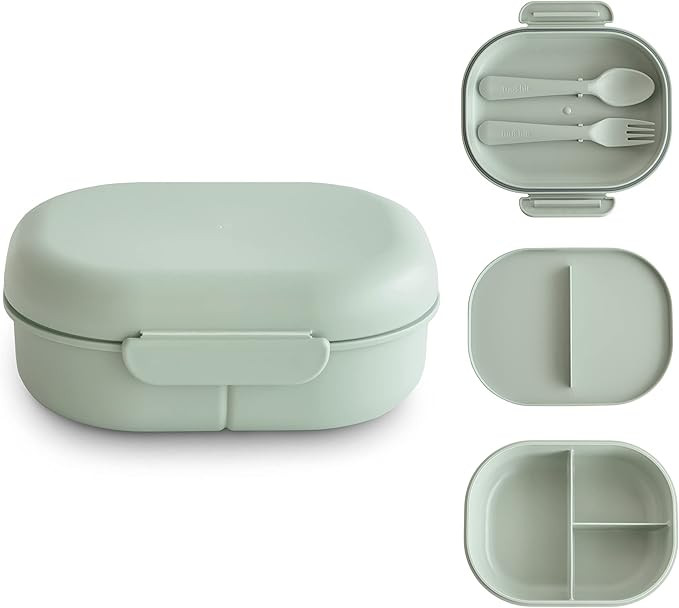 mushie Kids Bento Lunch Box | 3-Compartment & Removable Divider + Fork & Spoon Utensils | Great F... | Amazon (US)
