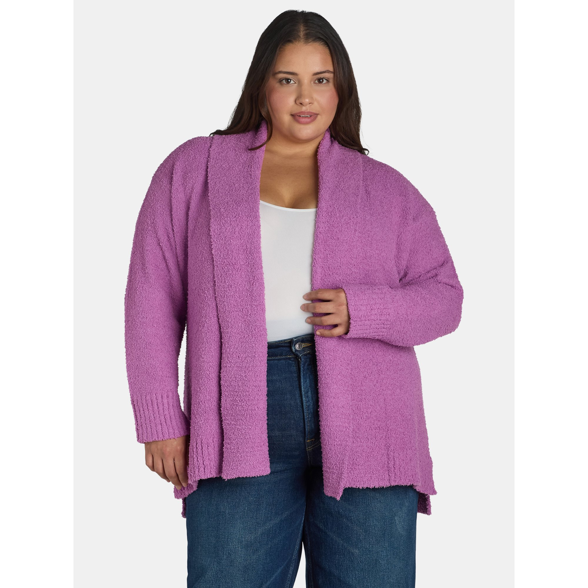 Terra & Sky Women's Plus Shawl Cardigan Sweater, Midweight, Sizes 0X-5X | Walmart (US)