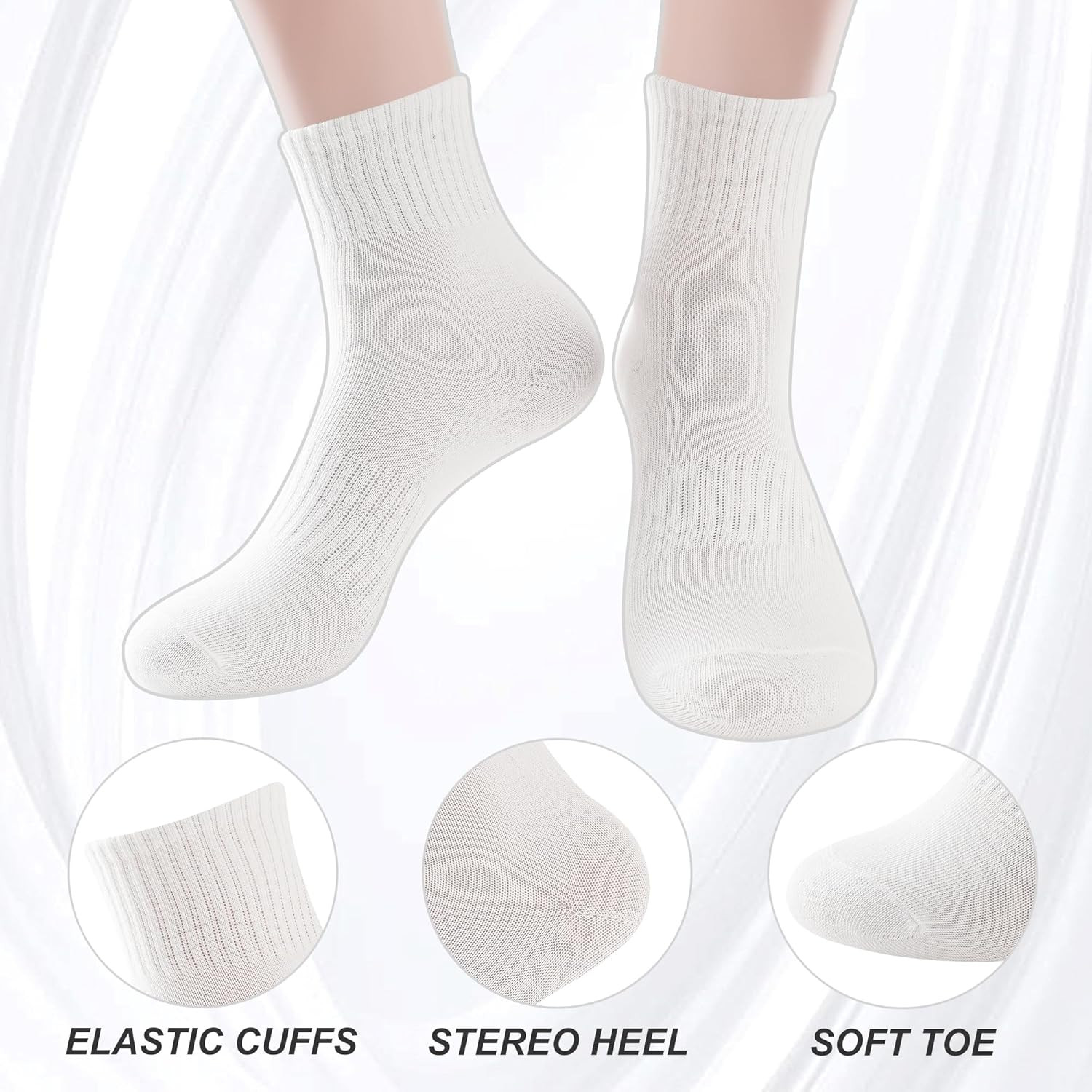 BISOUSOX Kids Athletic Crew Socks White Black Dress Socks Boys Girls Cotton School Uniform Casual... | Amazon (US)